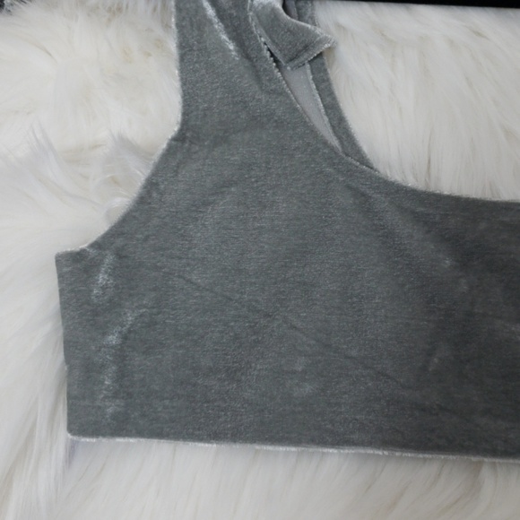 Urban Outfitters Silver Crushed Velvet Crop Tank - Picture 5 of 5
